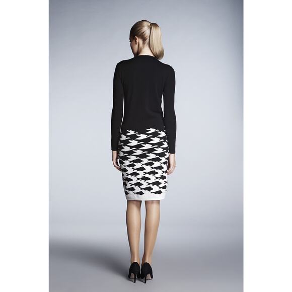 Rumour London Sea and Sky Black illusion-houndstooth knitted jacquard dress XS - Picture 5 of 11